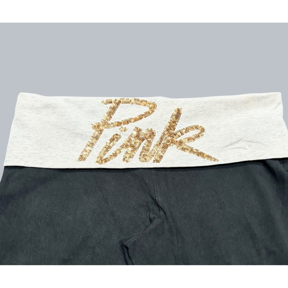 Y2k‎ Victorias Secret Pink Gold MCBling Spellout Foldover Flare Yoga Pants 2000s